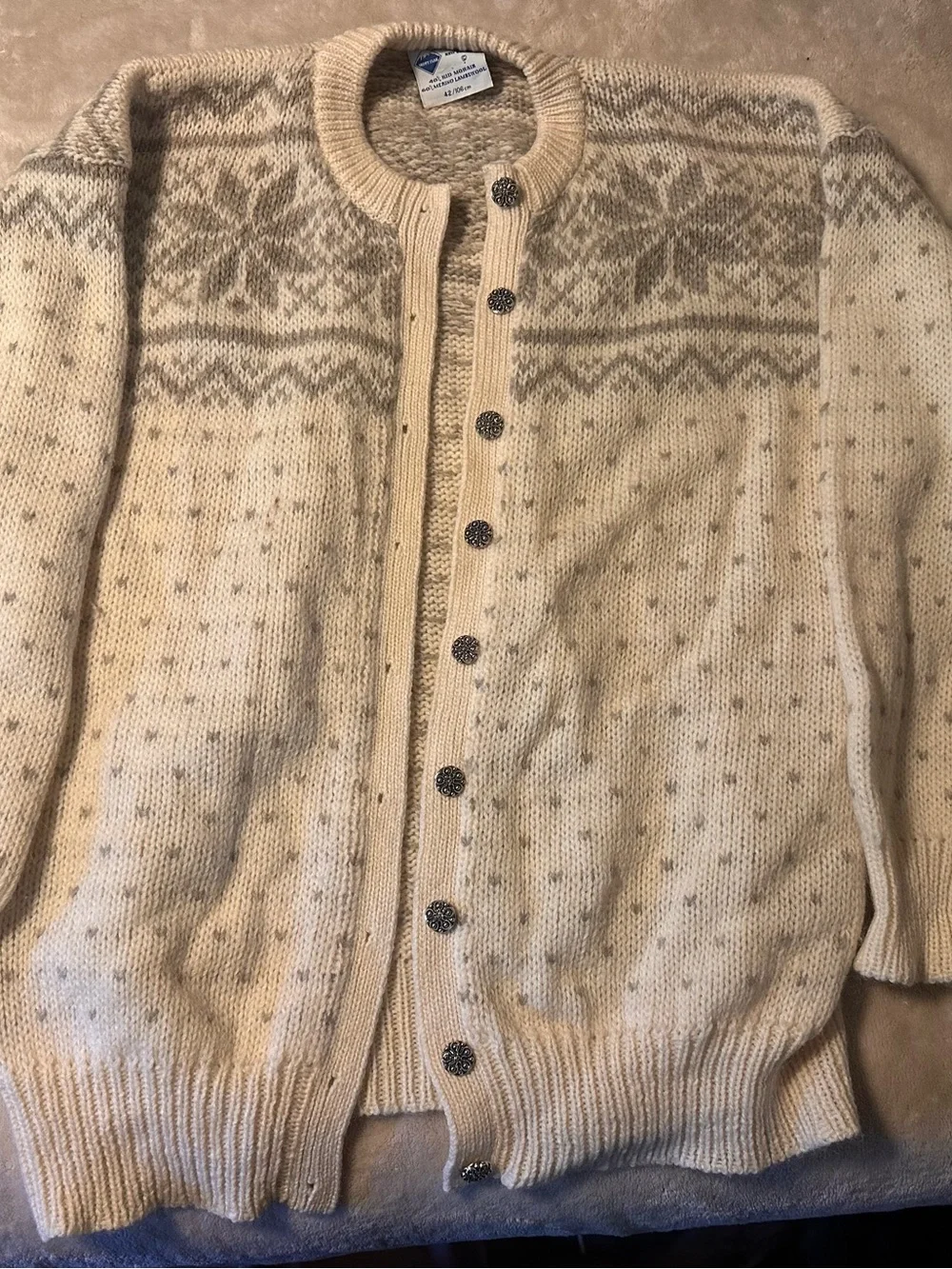Women’s Cream Nordic Button Cardigan Sweater